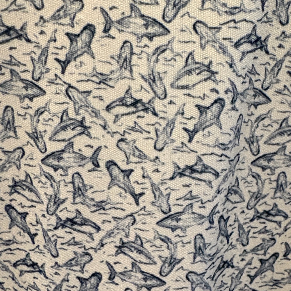 New w/tag!Greg Norman Collection White and Blue shark Patterned Polo. Size Large - Picture 7 of 7